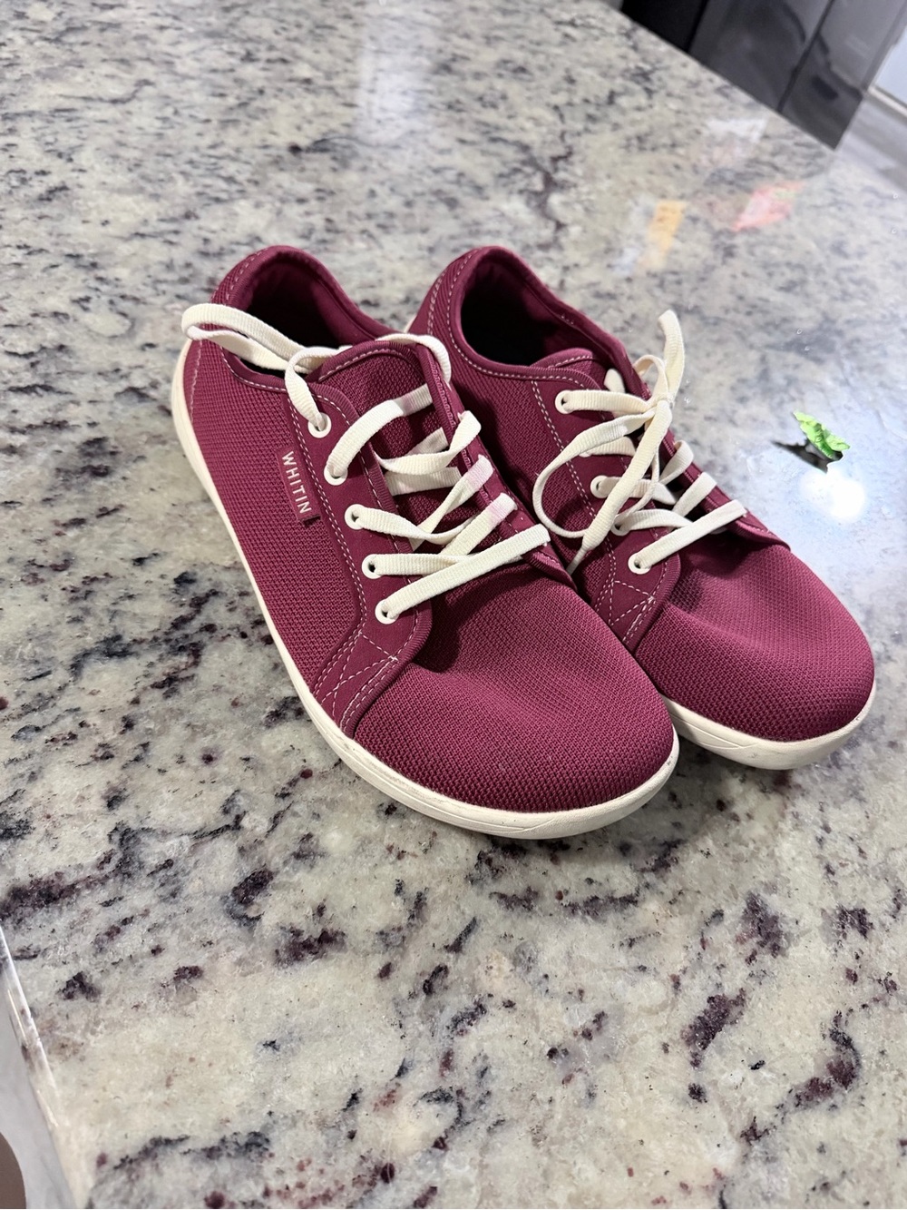 WHITIN Wine Canvas Low-Top Sneakers with Cream Laces